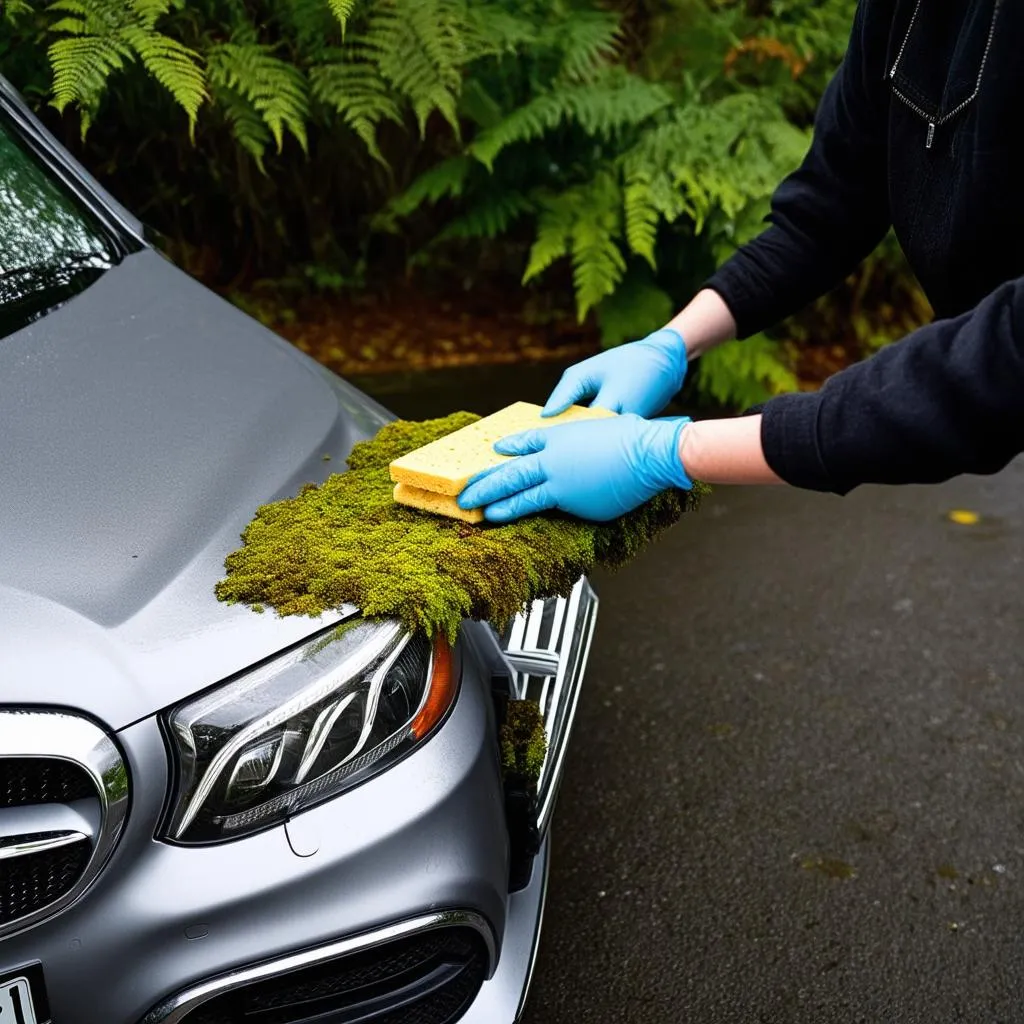 Removing moss from car paint