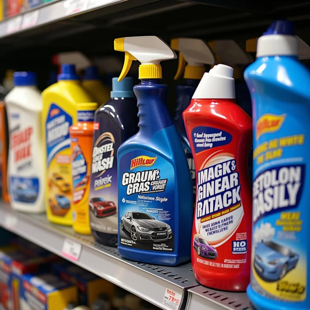 Rinseless car wash products on display