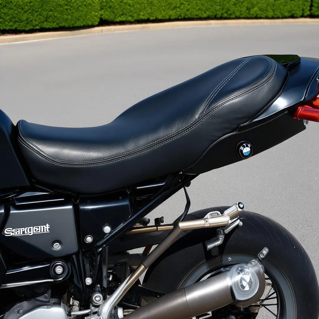 Sargent motorcycle seat installed on a BMW motorcycle