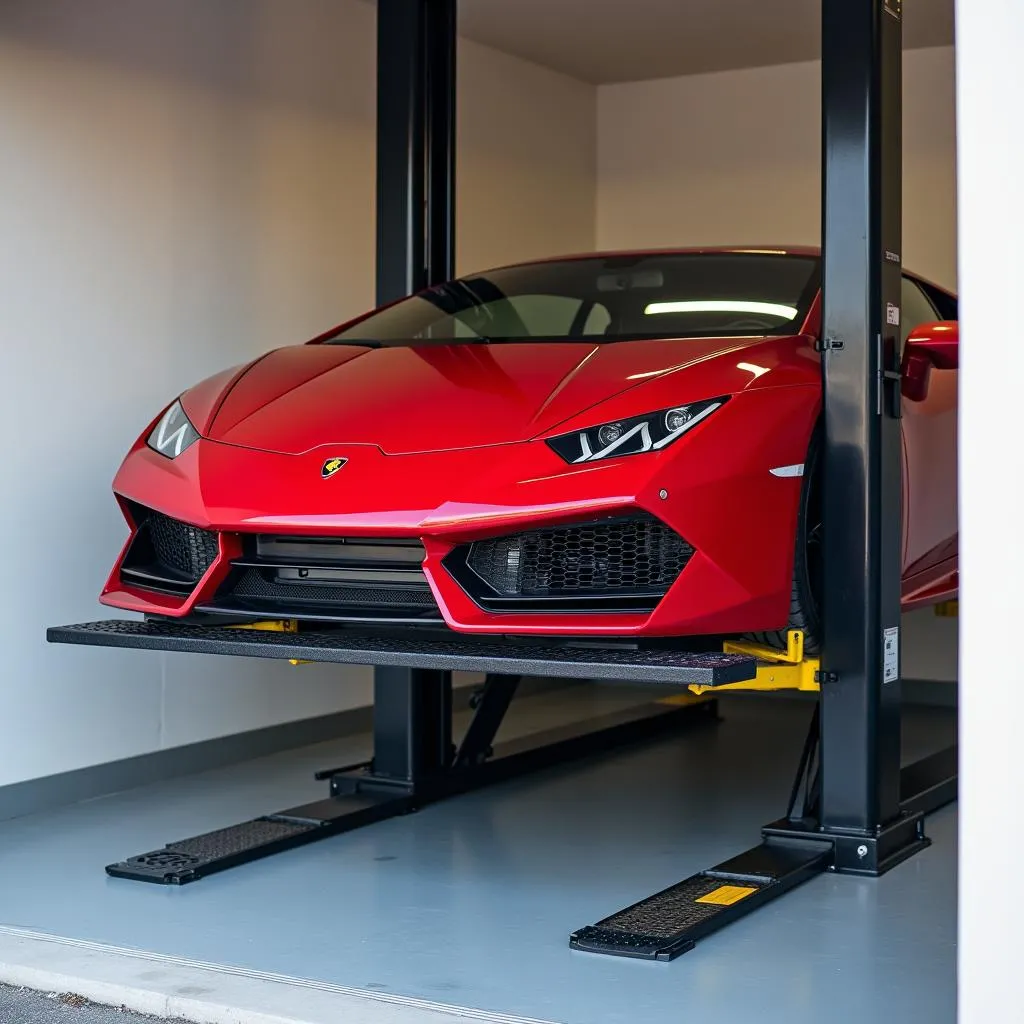 Scissor Car Lift in a Compact Garage