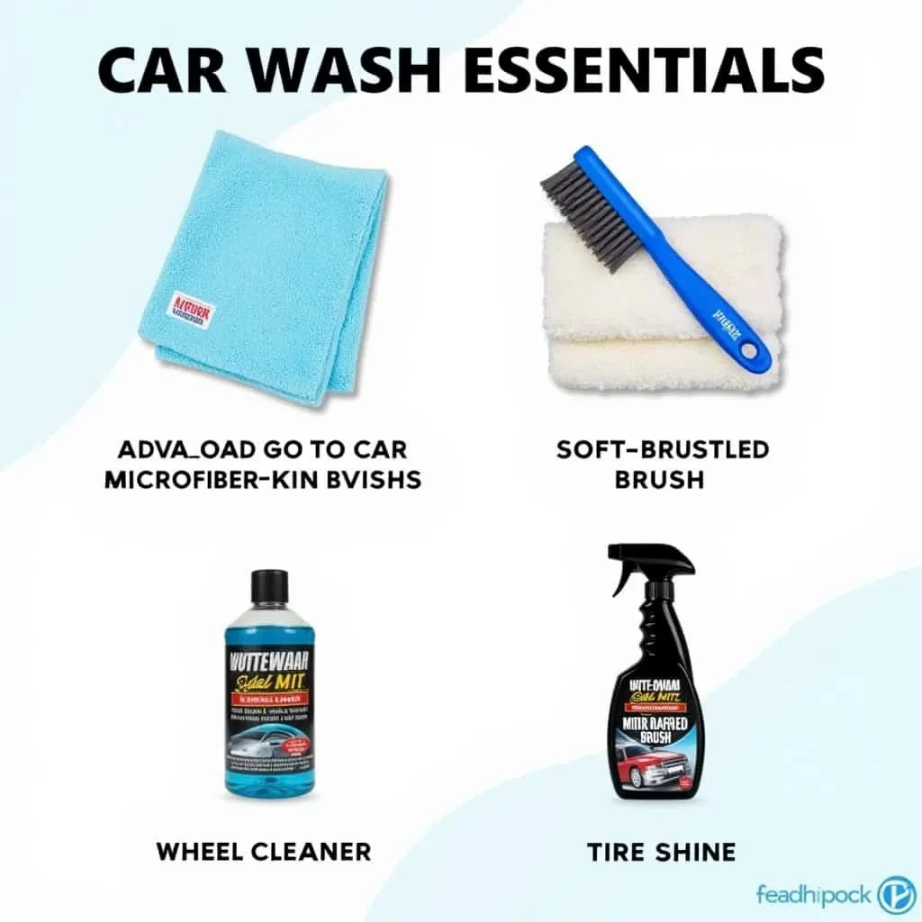 Self car wash essentials laid out.