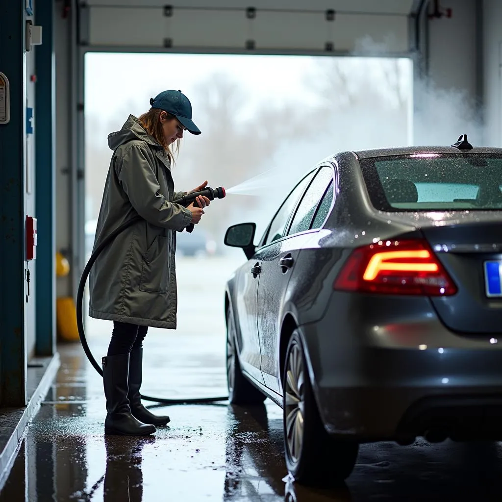 Washing a car at a self service car wash