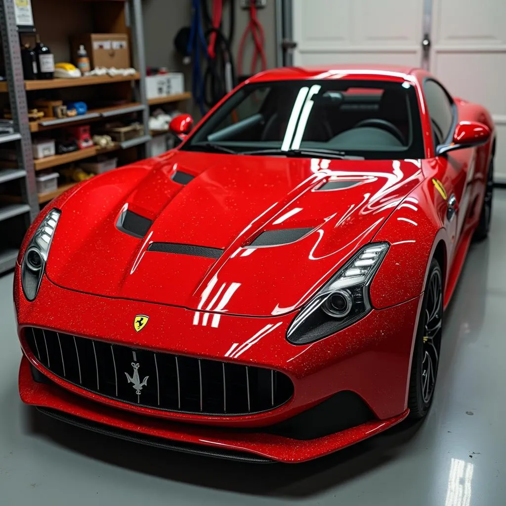 Shiny Car Parked in Garage