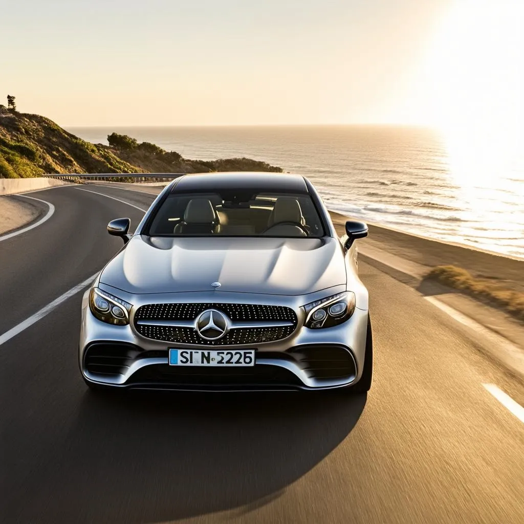 Silver Car on Pacific Coast Highway