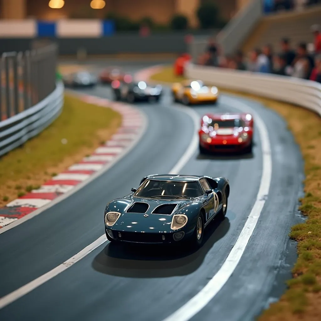 Slot Cars Racing on a Track