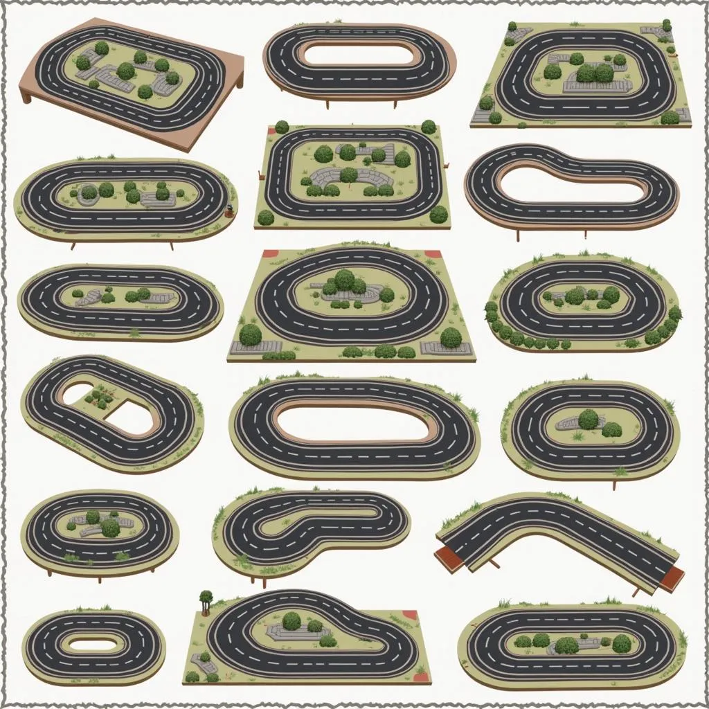 A collection of 1:24 slot car tracks