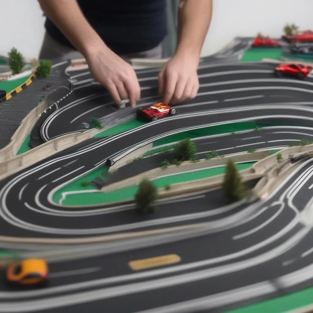 Setting up a 1/24 scale slot car track