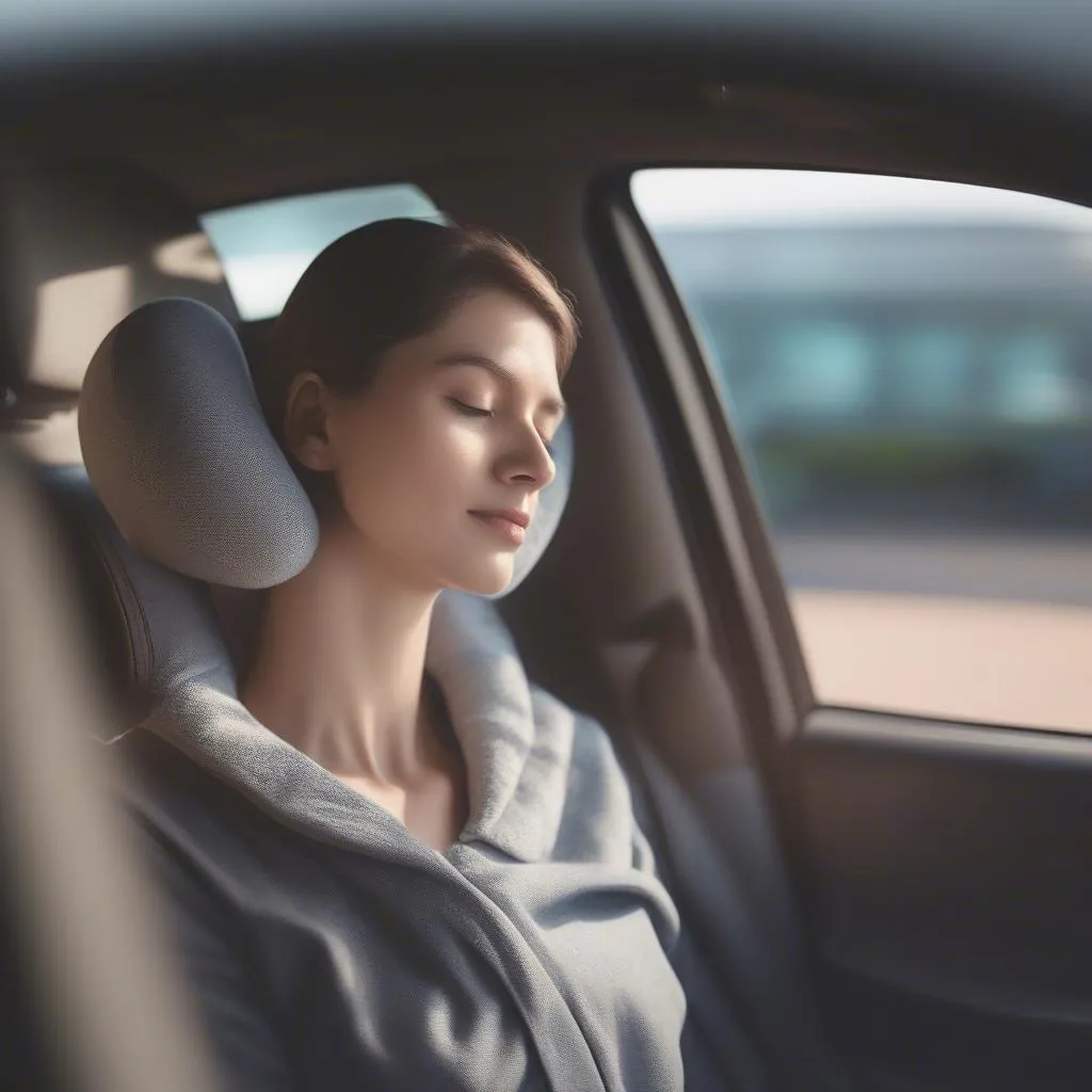 Small car pillow providing head and neck support for comfortable travel