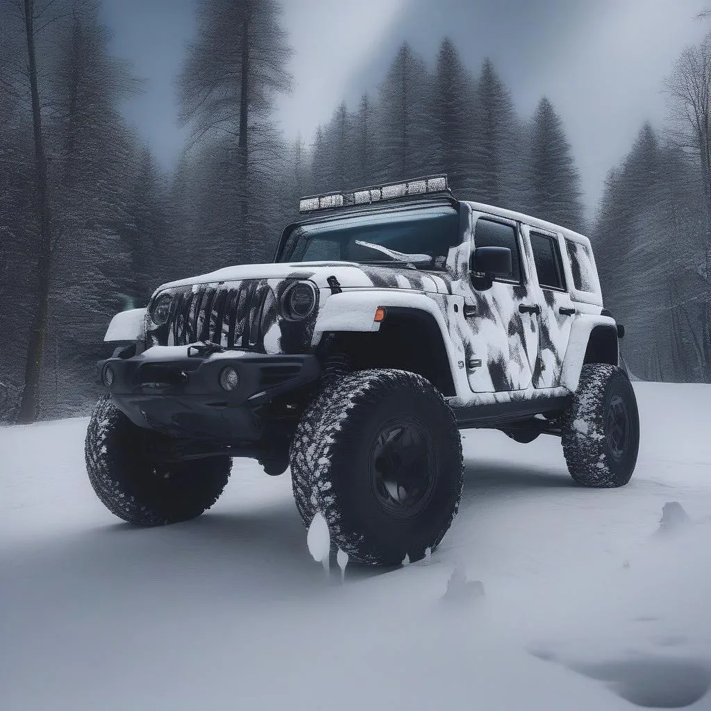 snow camouflage car wrap