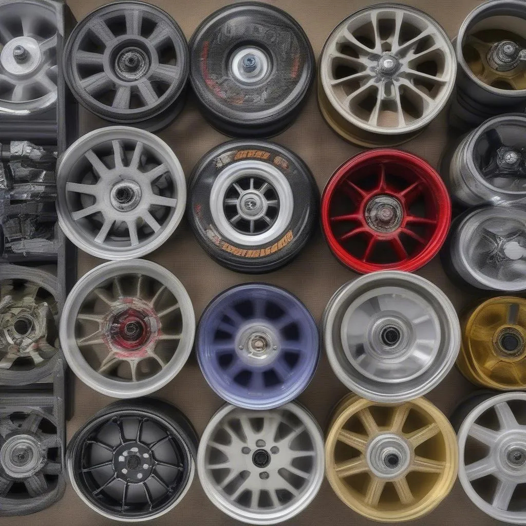 Stock car wheels with various designs for racing