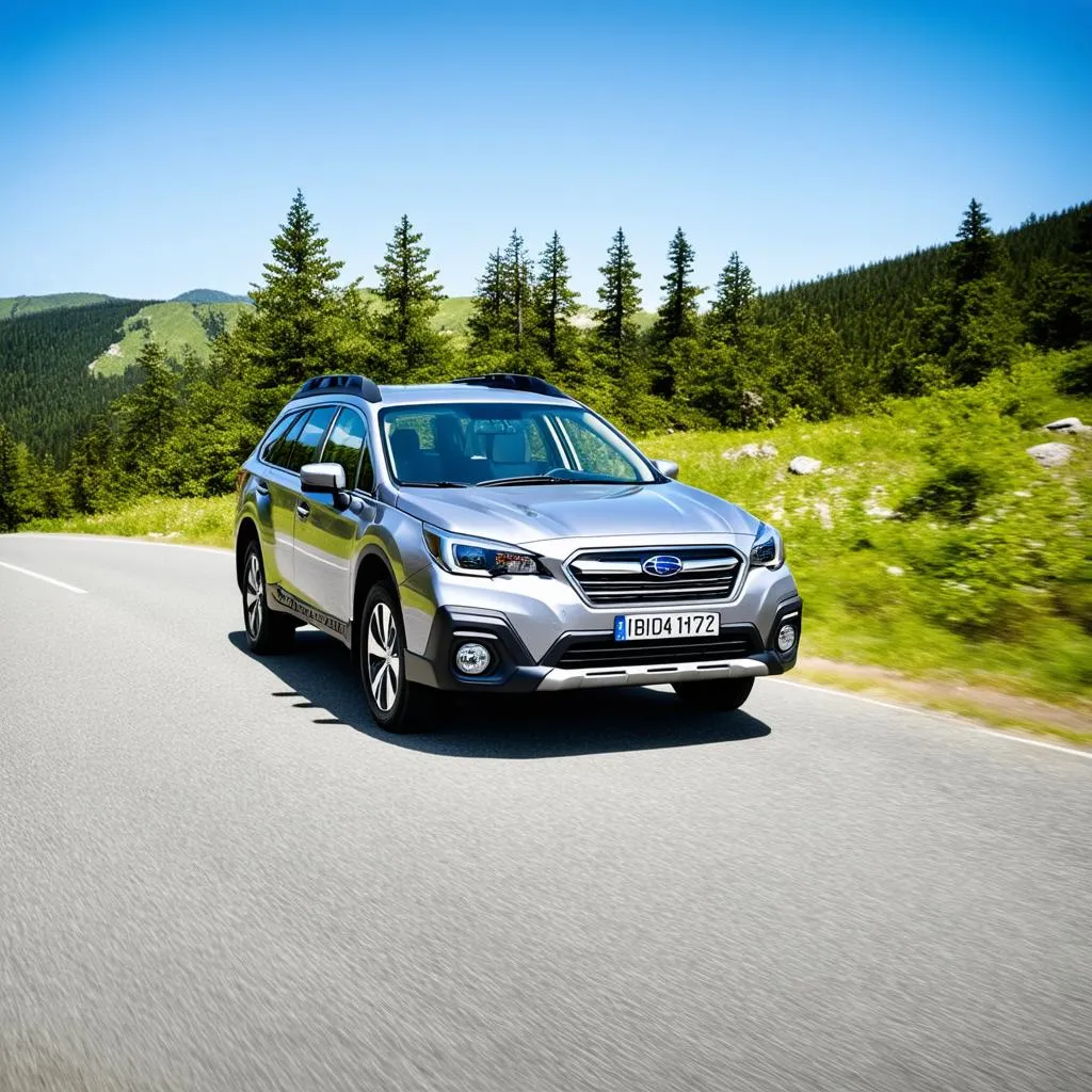 Subaru Outback on a mountain road