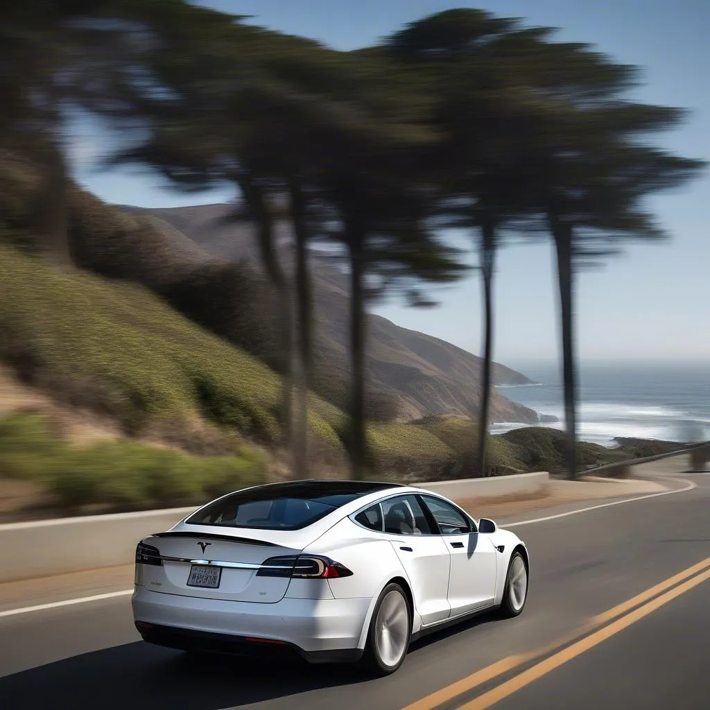 Tesla Model S on Pacific Coast Highway