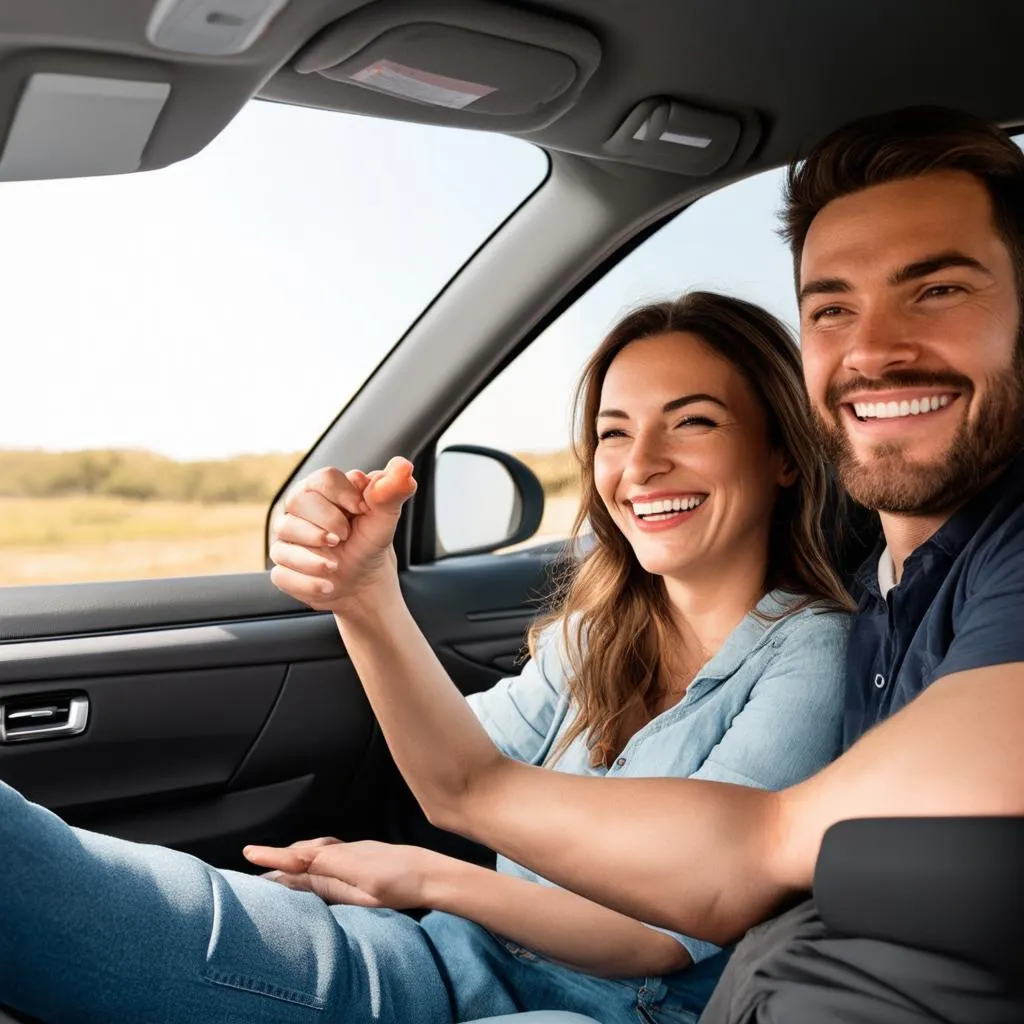 Couple Test Driving a Car