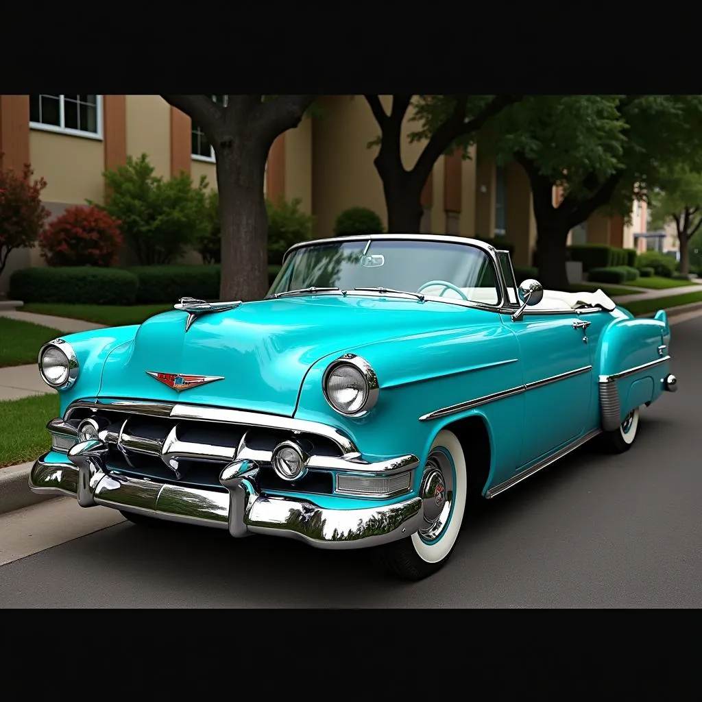 Tiffany Blue Car Parked on a Street