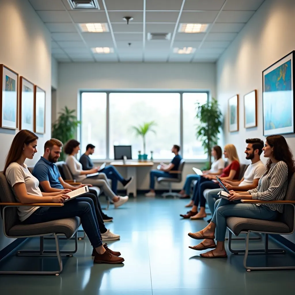 Patients waiting in an urgent care waiting room