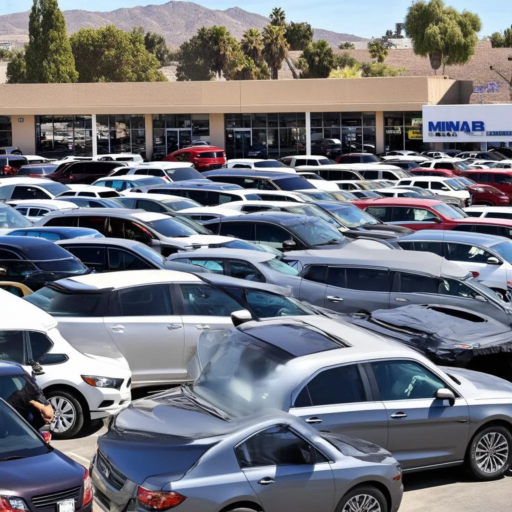 Used car dealership lot