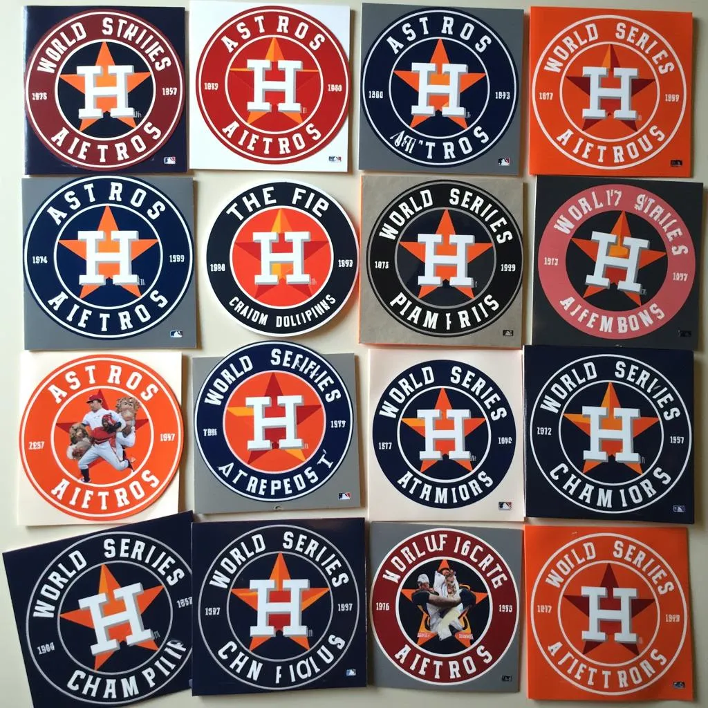 Assortment of Astros car decals in different sizes and designs