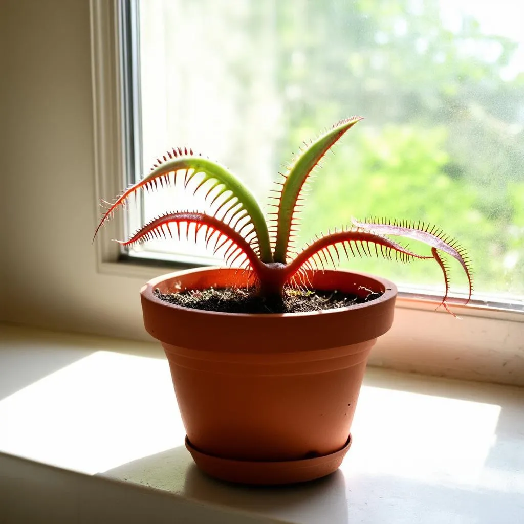 Venus flytrap basking in the sunlight