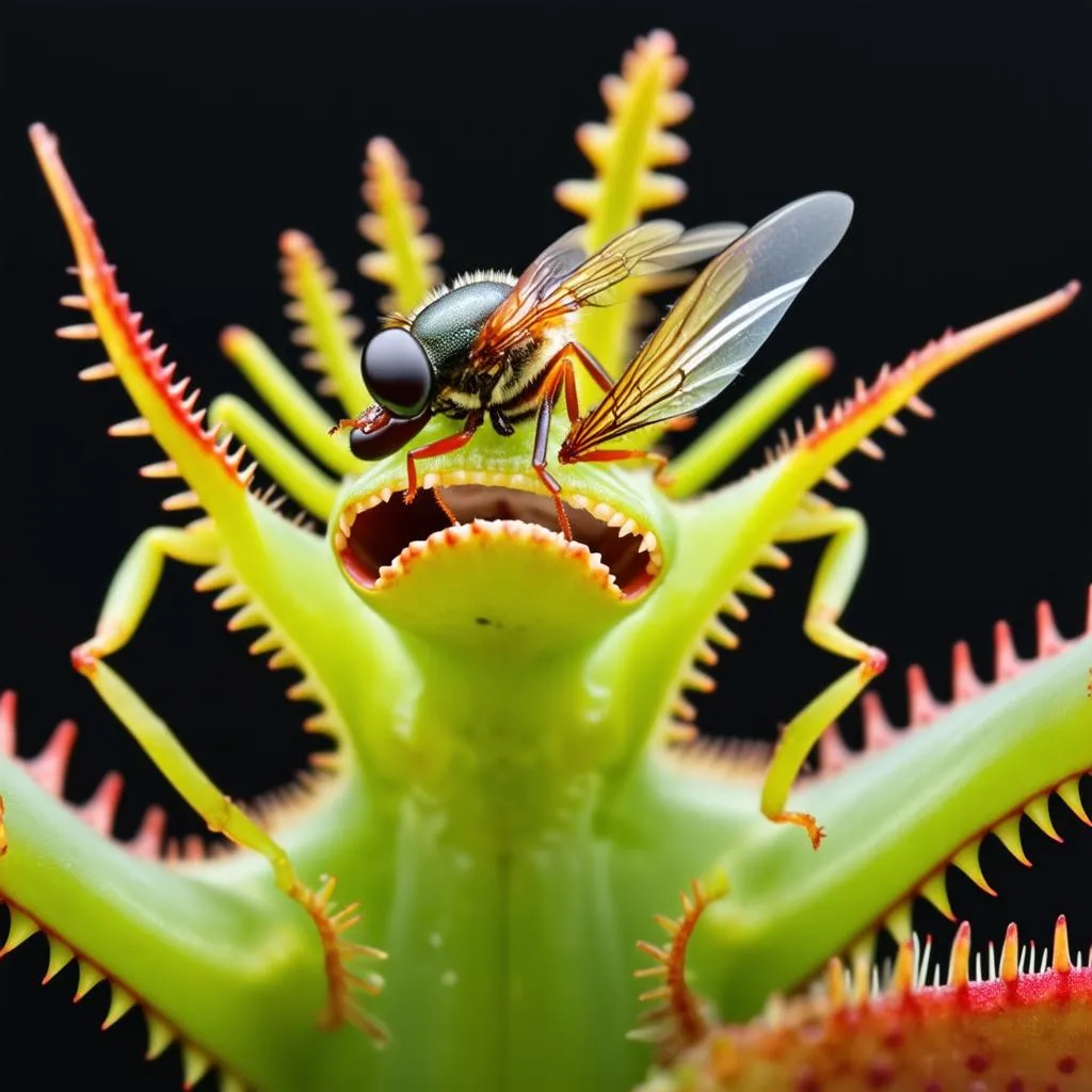 Venus flytrap trapping an insect