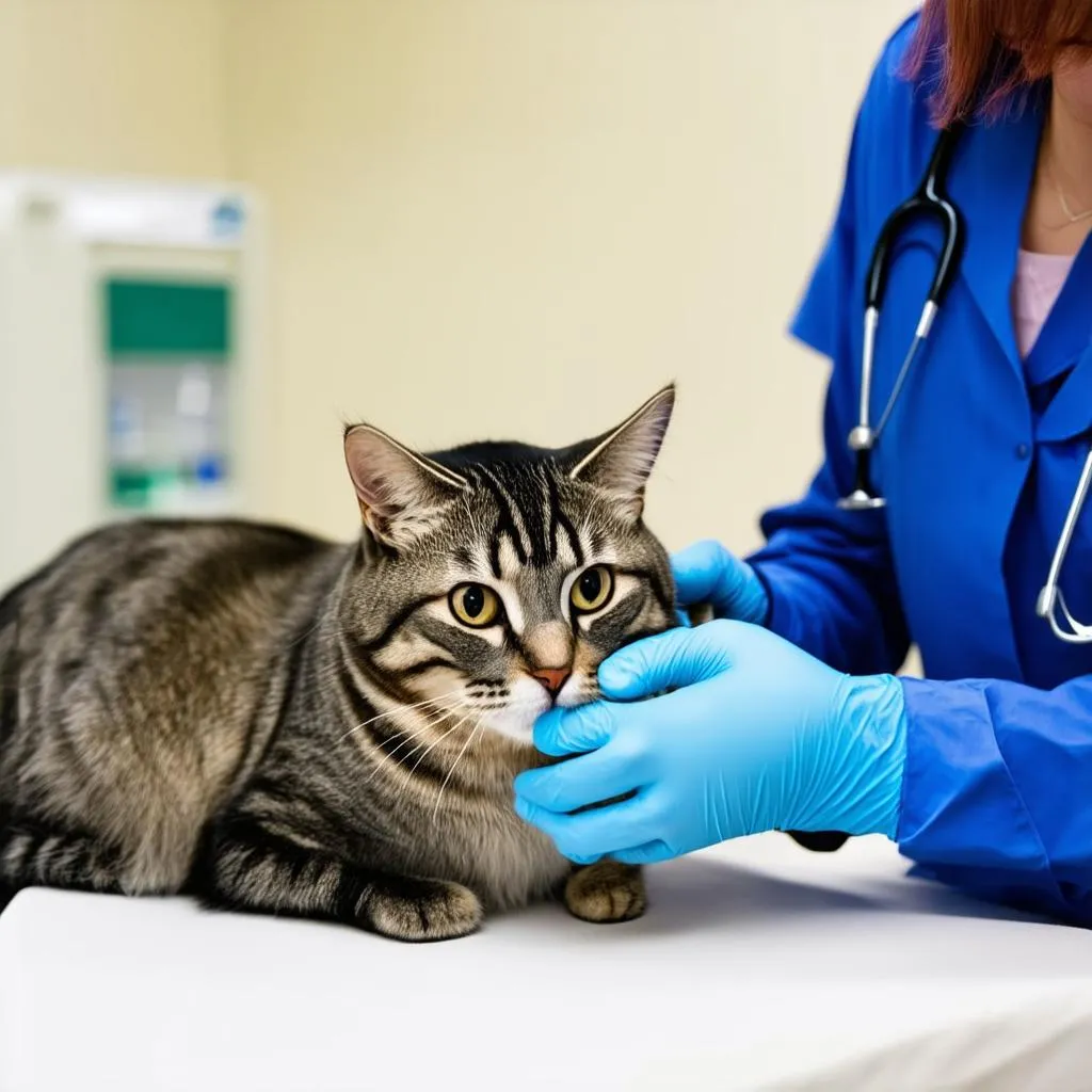 Veterinarian Examining Cat