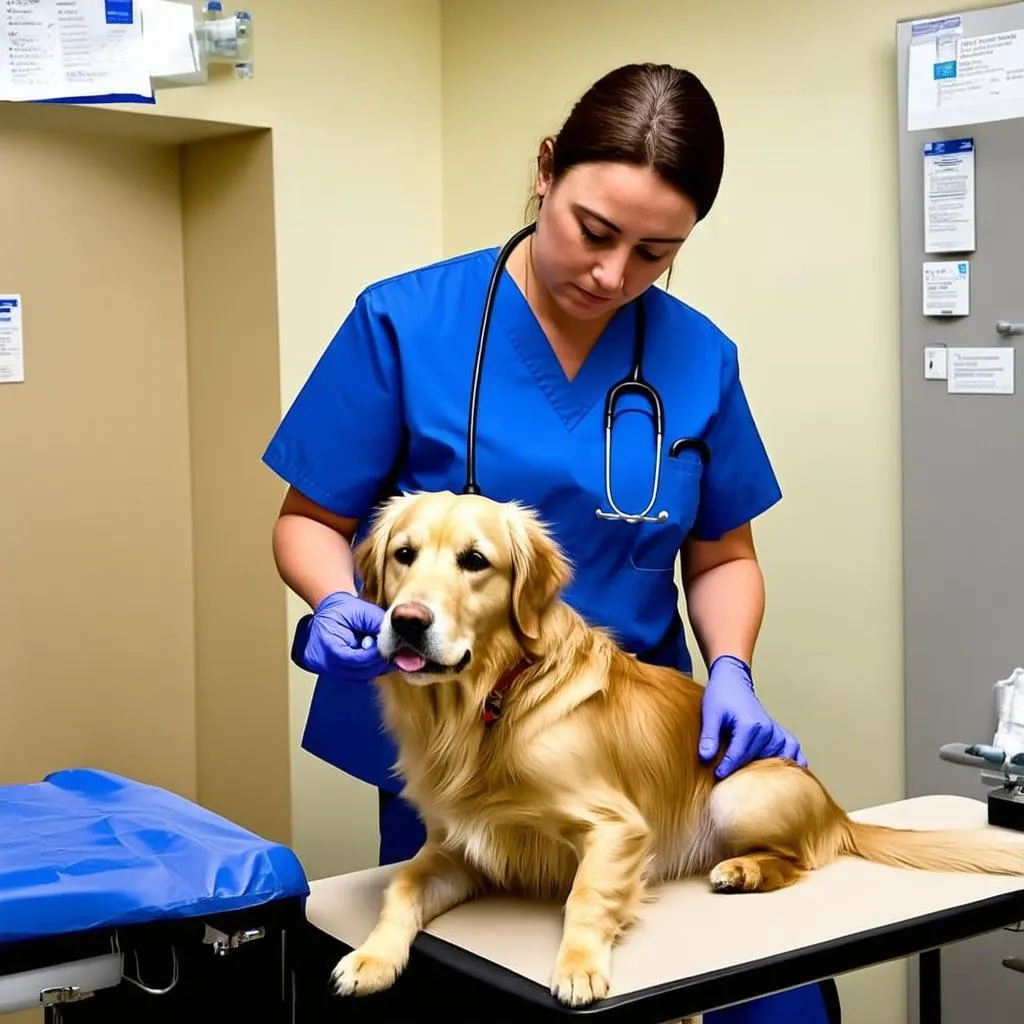 Veterinarian Examining a Dog in Bedford