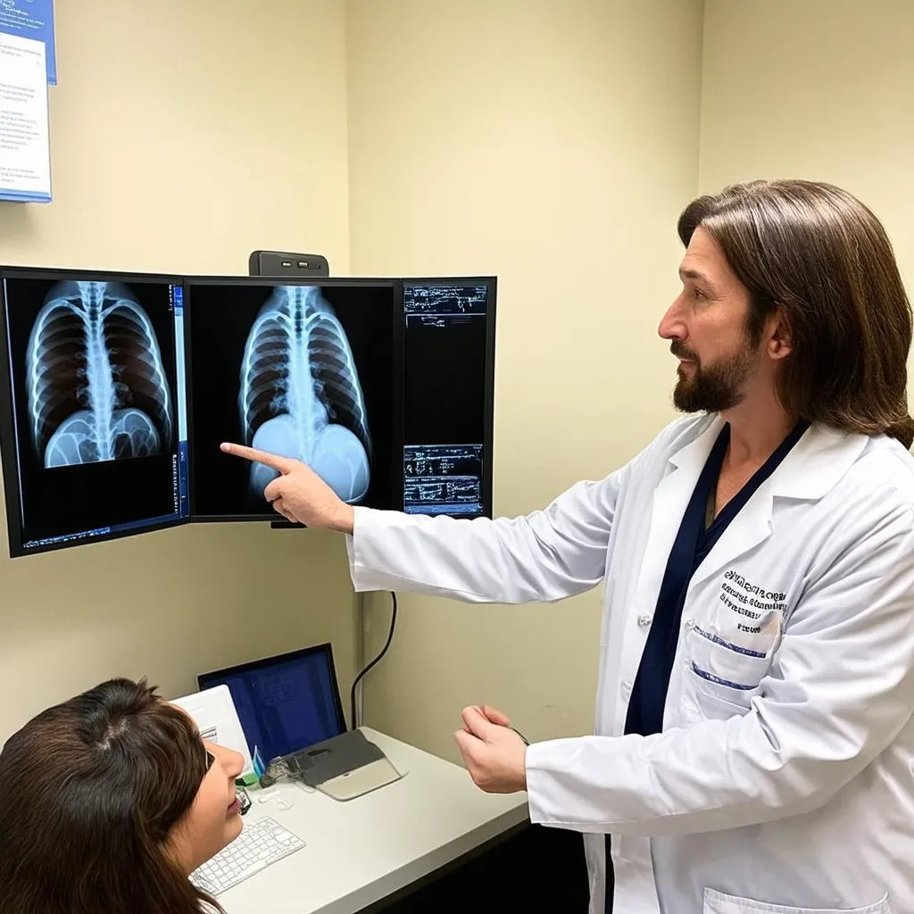 Veterinarian explaining a diagnosis to a pet owner