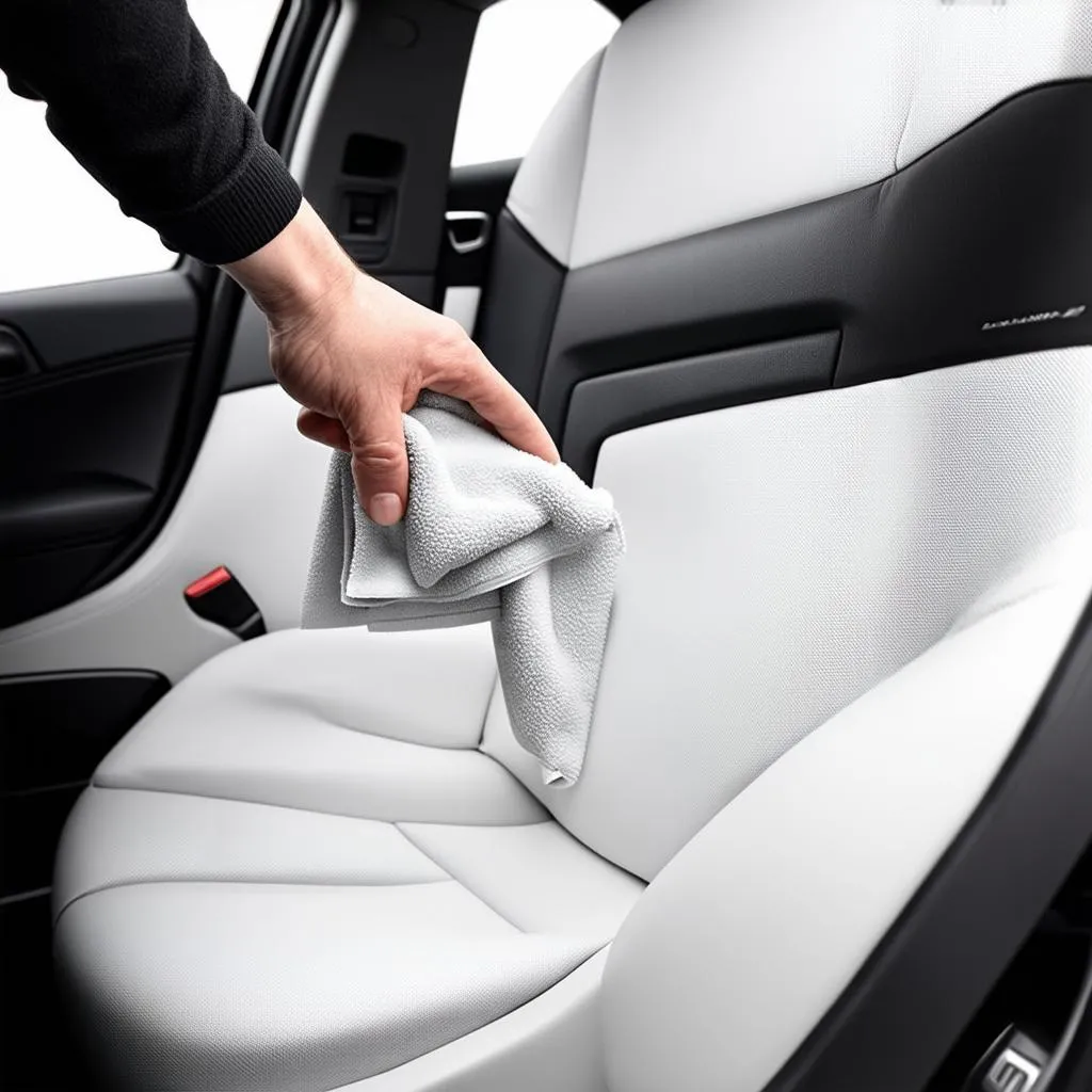 Cleaning a white car interior