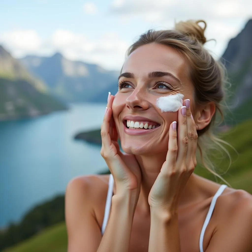 Woman Applying Norwegian Face Cream