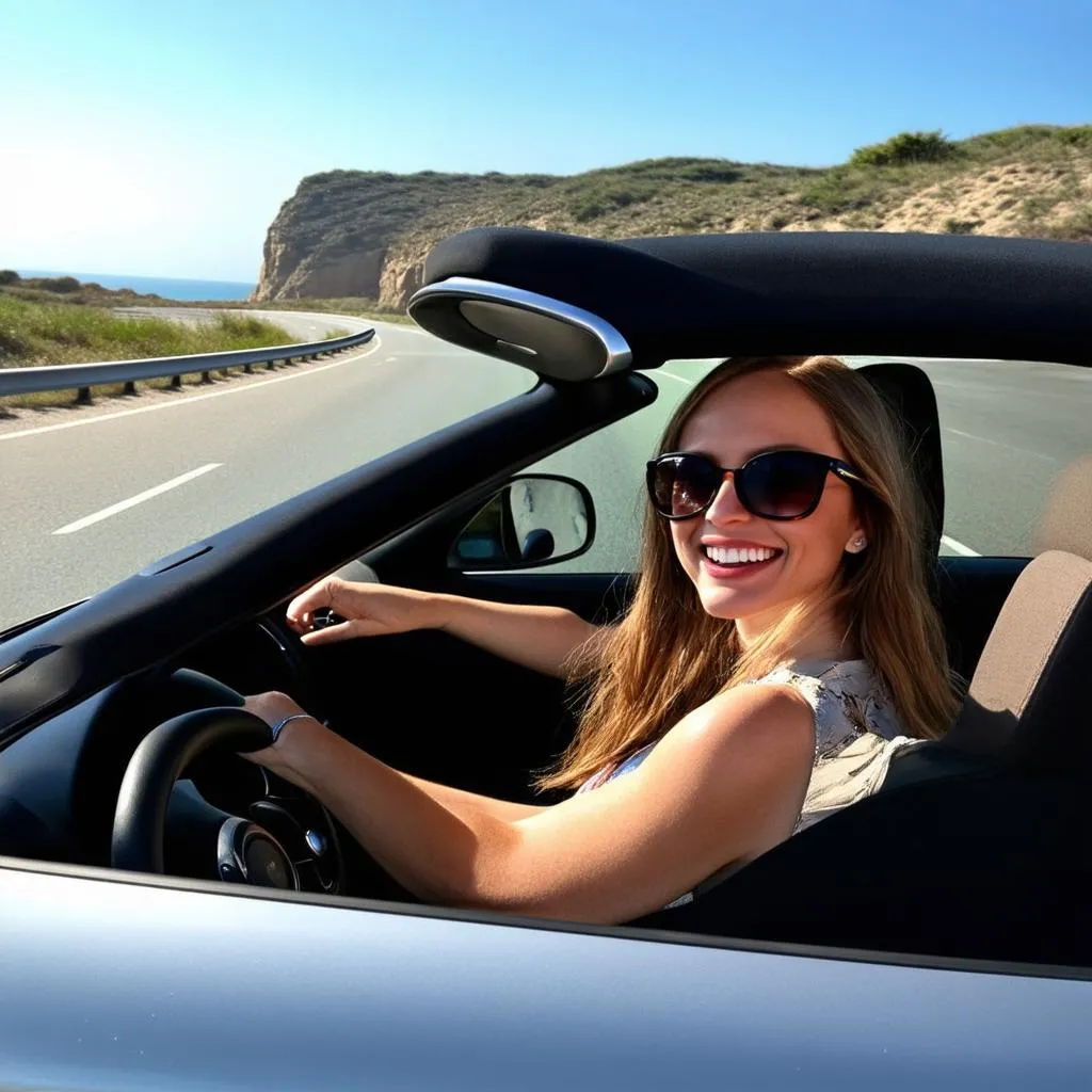 Woman Enjoying a Scenic Drive