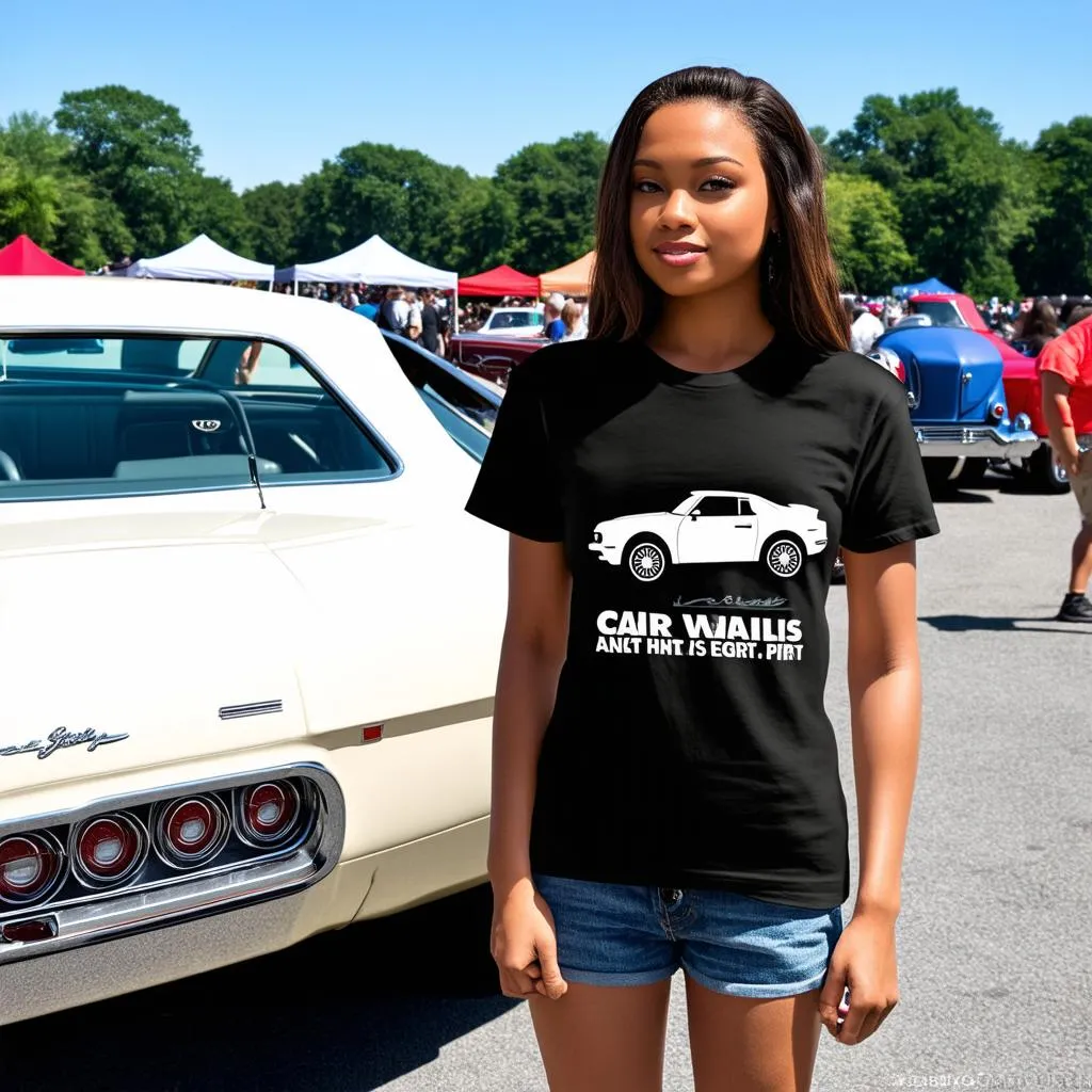 Woman Wearing Car T-shirt