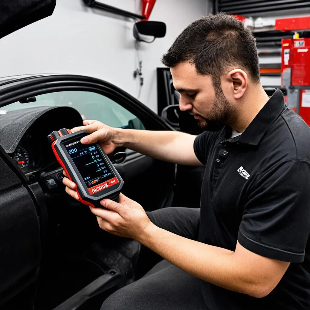 Mechanic using Xhorse diagnostic tool