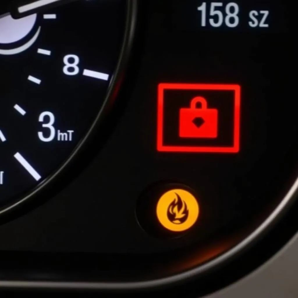 Dashboard warning lights including the battery symbol