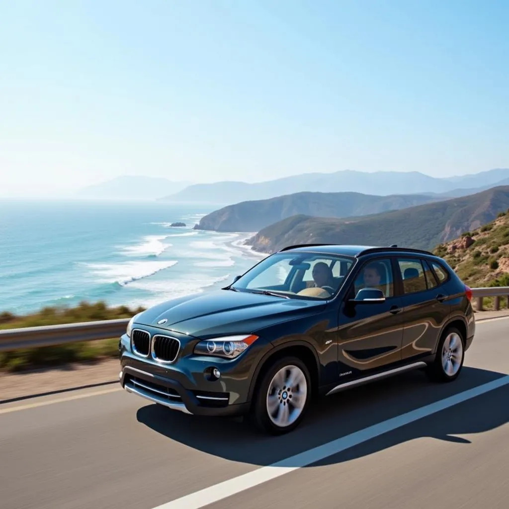 2013 BMW X1 Driving on a Coastal Road