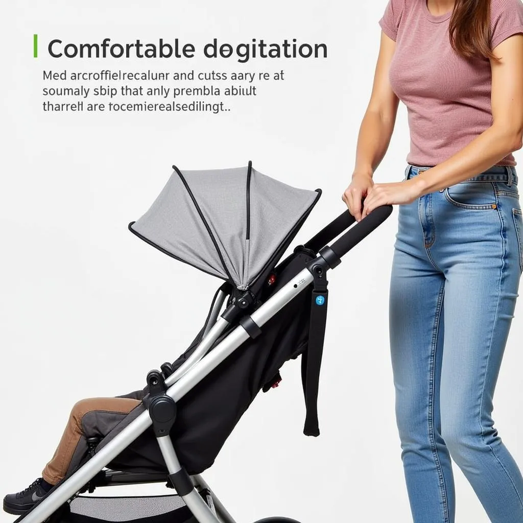 Parent adjusting stroller handle