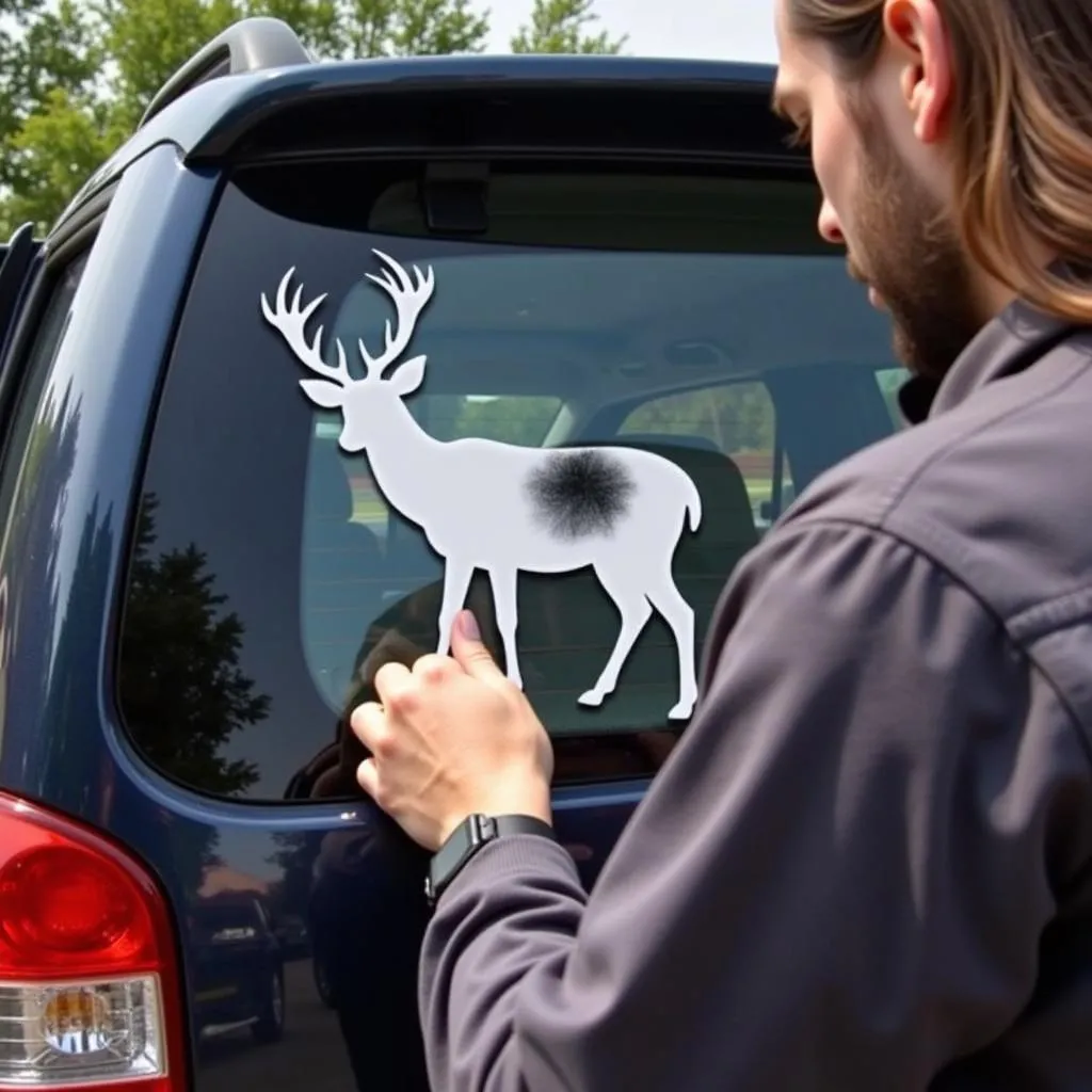 Applying a Deer Sticker