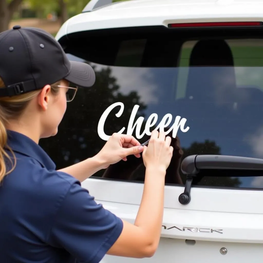 Applying Cheer Decals on a Car