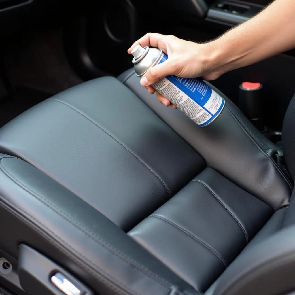 Applying Leather Spray Paint to Car Seats