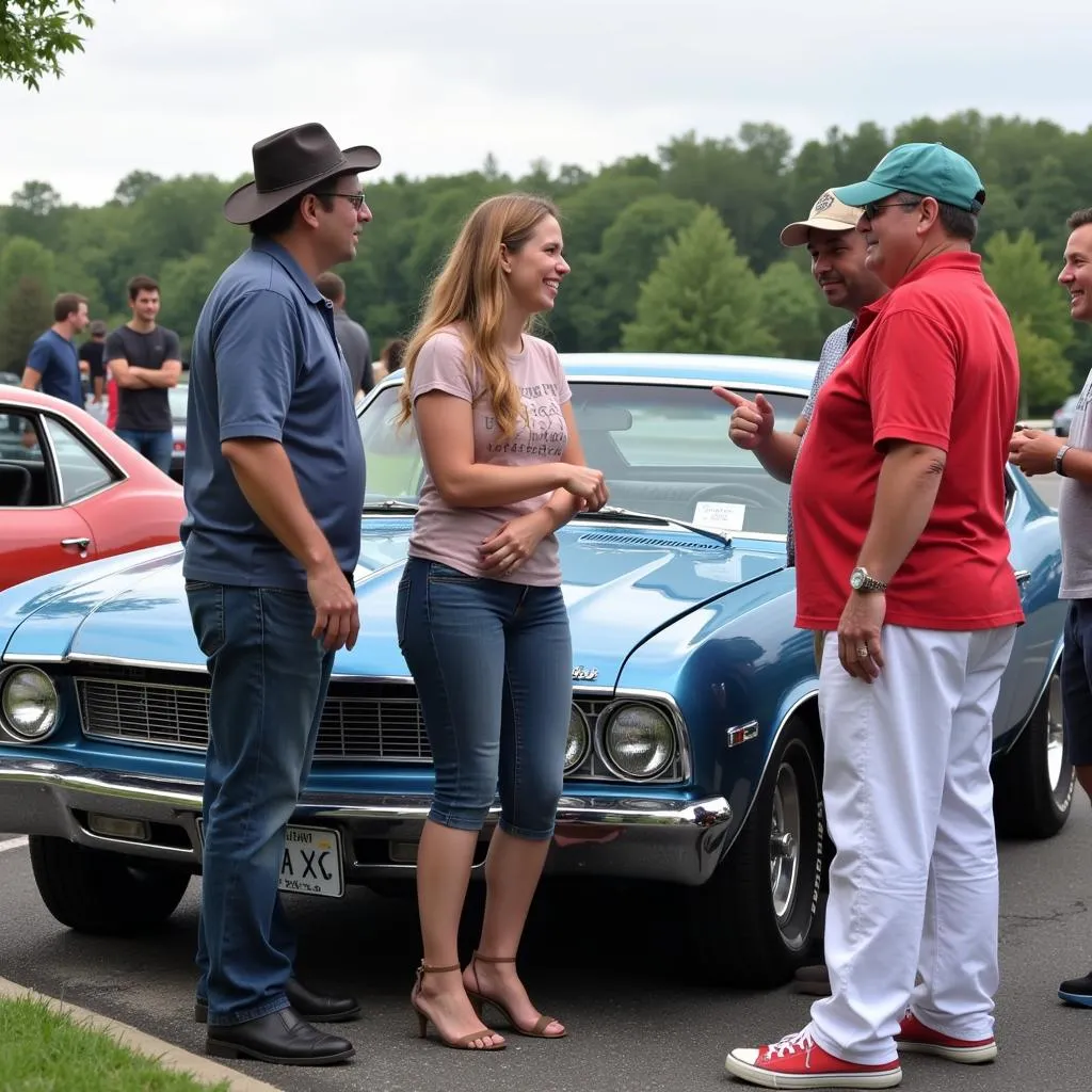 Attendees chatting at a Beaver County car cruise