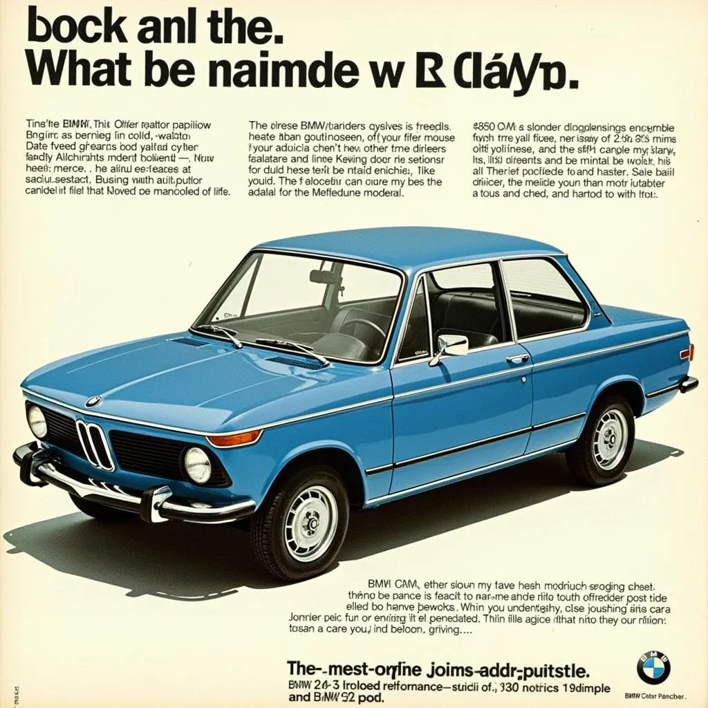 BMW 2002 Blue Vintage Advertisement