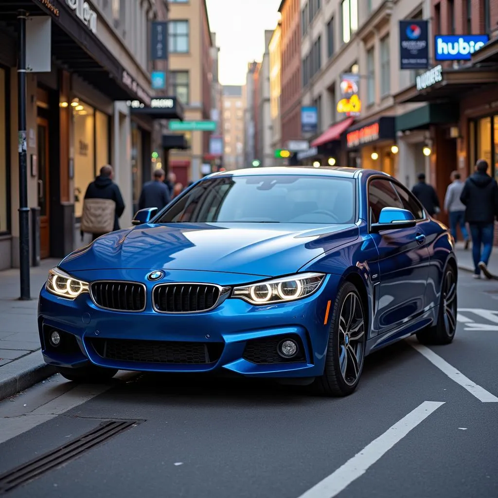 BMW 4 Series parked on a City Street