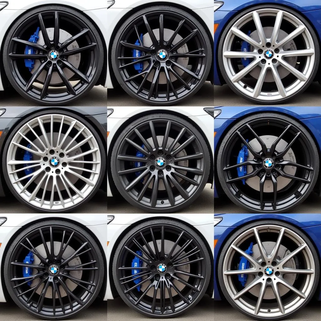 Various BMW 750i rim styles