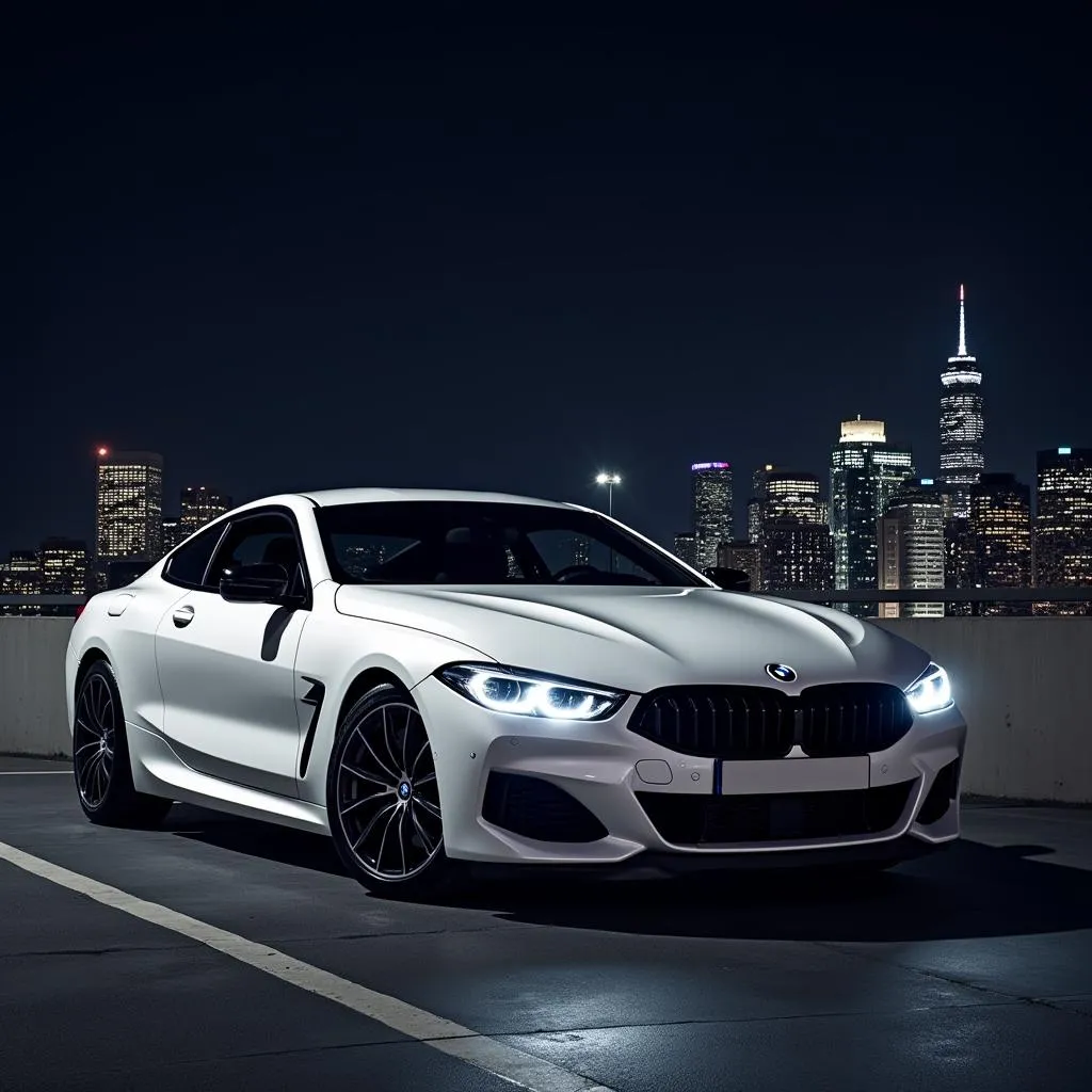 BMW 8 Series White Matte at Night