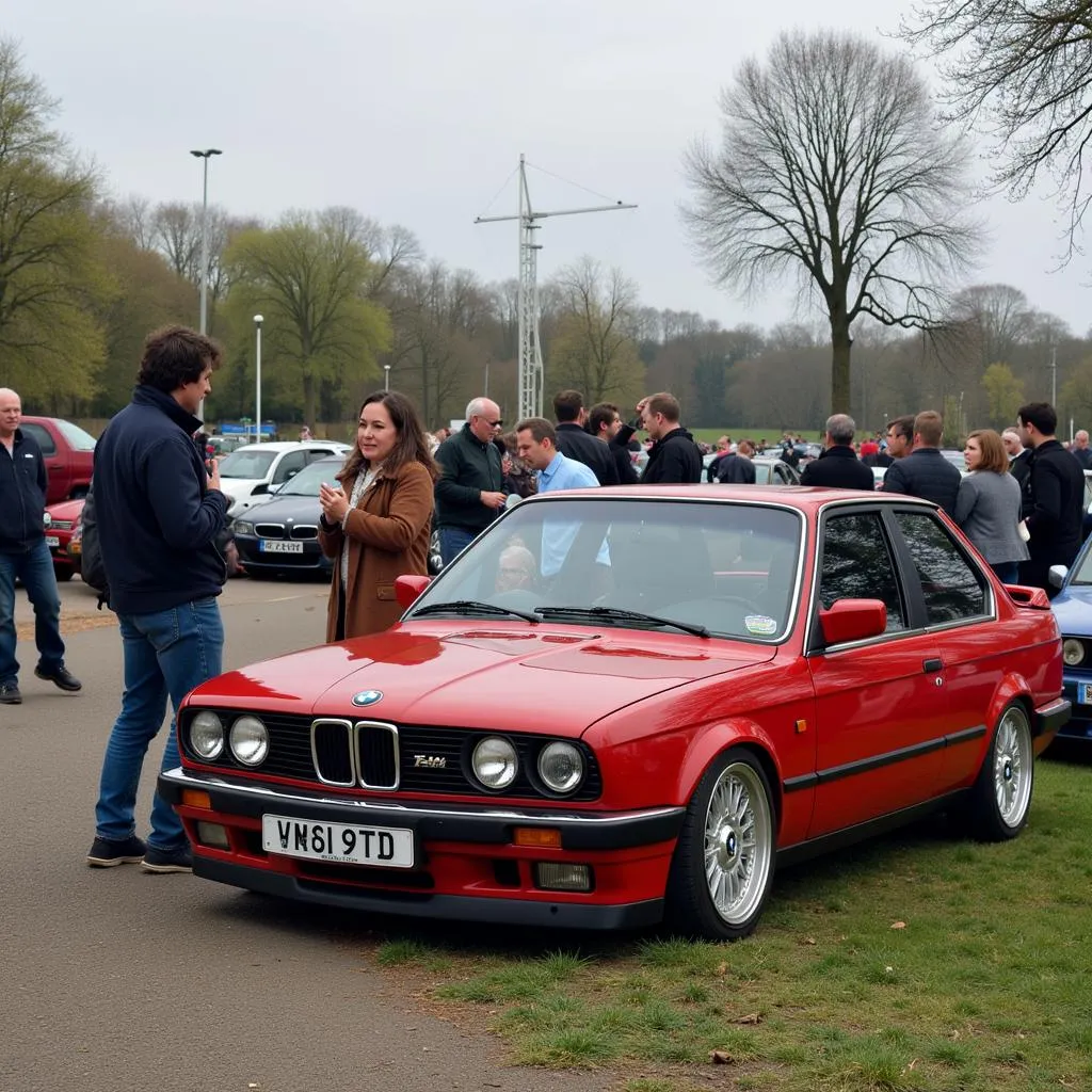 Enthusiasts gather at a BMW classics car meet