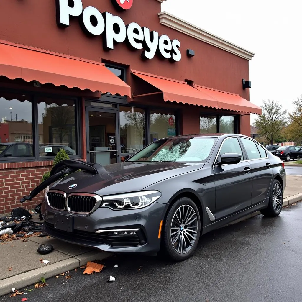 BMW crashed into Popeyes restaurant