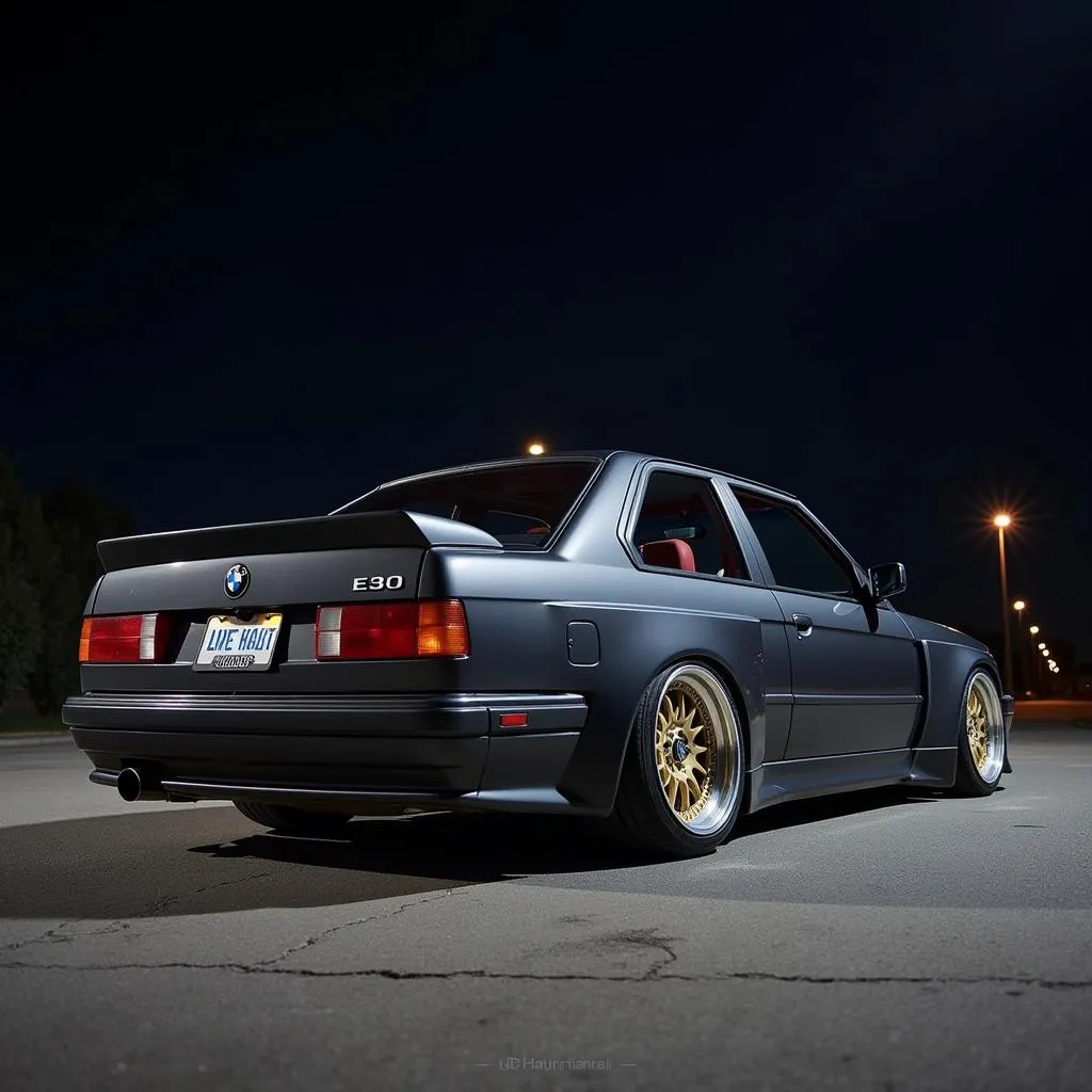 BMW E30 widebody night photography