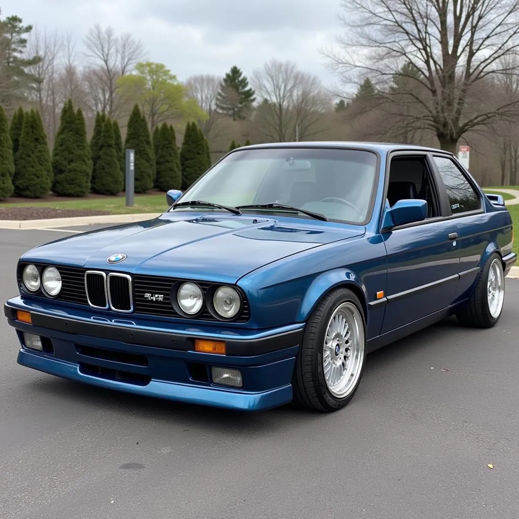 BMW E30 with coilovers installed