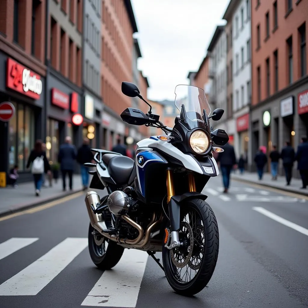 BMW F 750 GS parked on a city street