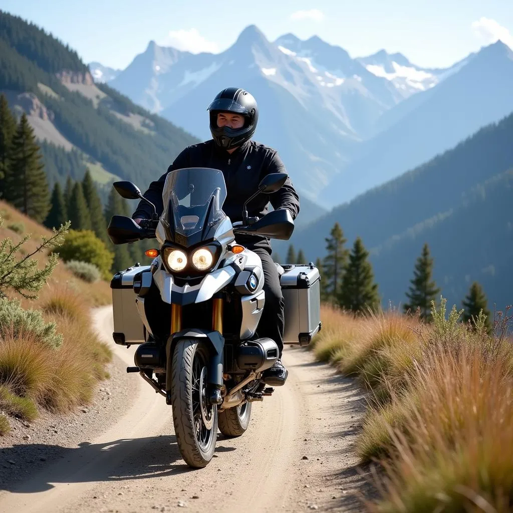 BMW GS Adventure Motorcycle on Mountain Road