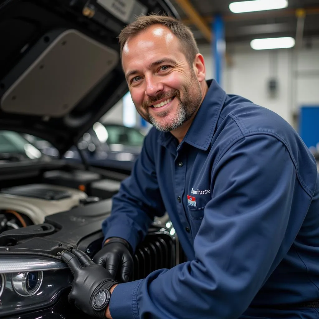 BMW Mechanic Smiling