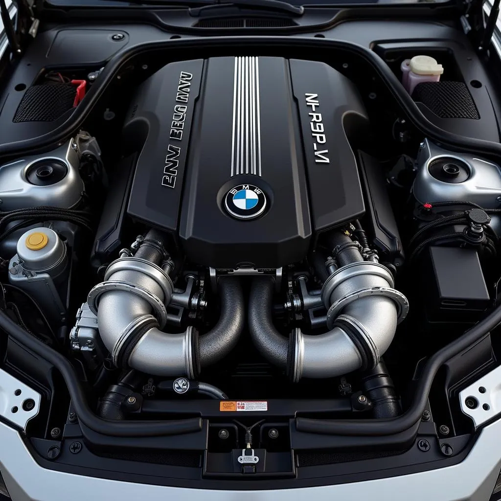 BMW N54 Engine Bay with Twin Turbochargers